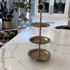Elegant Antiqued Brass 3-Tiered Serving/Decorative Tray.
